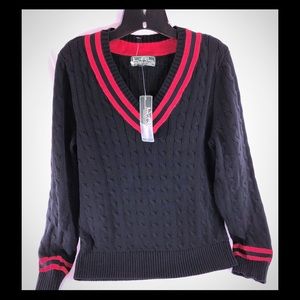 L-RL Ralph Lauren Active V-neck Cable Knit Sweater
